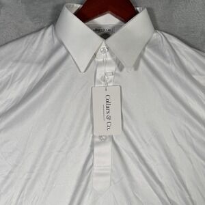 Collars & Co.‎ Dress Collar Polo Shirt Mens Medium White Performance Golf
